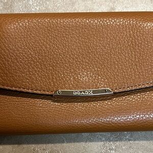 Coach Tan Leather Clutch with Silver Detail